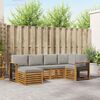 vidaXL Hoekbank Set 6 pcs Natuurlijk en Lichtgrijs Massief Acaciahout