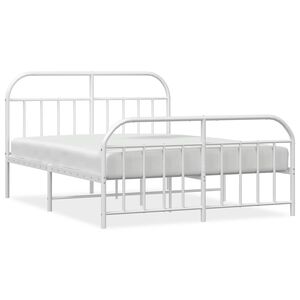 vidaXL Bedframe met hoofd- en voeteneinde metaal wit 140x200 cm