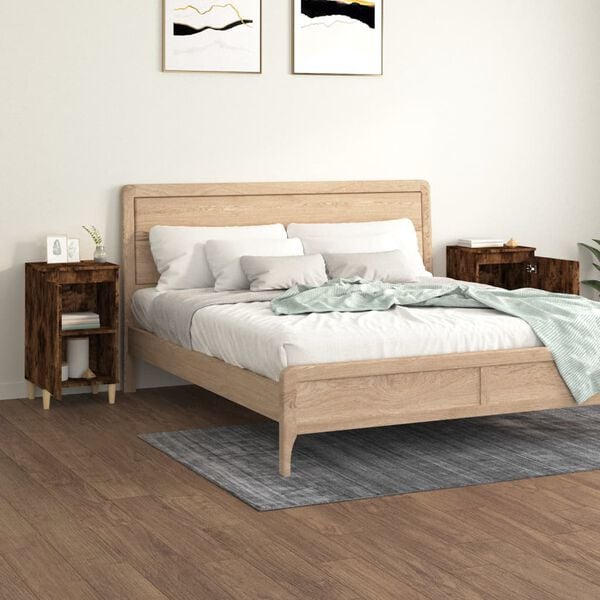 vidaXL Nachtkastjes 2 st 40x35x70 cm bewerkt hout gerookt eikenkleurig