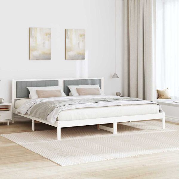 vidaXL Bedframe Lichtgrijs 200 x 200 cm Massief grenenhout
