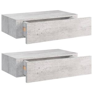 vidaXL Wandschappen 2 st met lade 40x23,5x10 cm MDF betongrijs