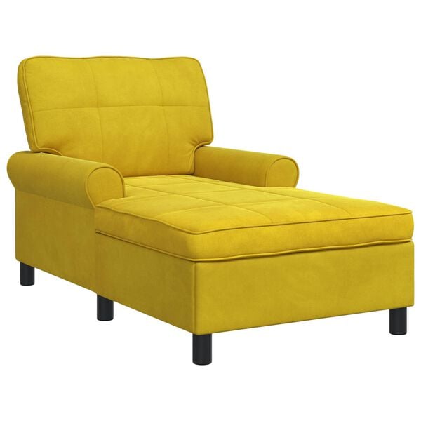 vidaXL Chaise Lounge met kussen Geel 91 x 157 x 91 cm Fluweel