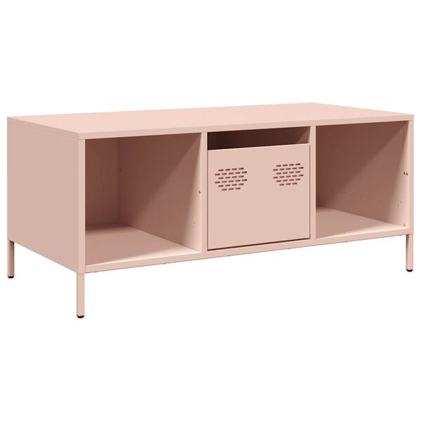 vidaXL Salontafel 101,5x50x43,5 cm koudgewalst staal roze