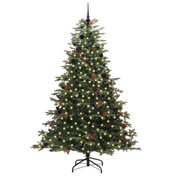 vidaXL Kunstkerstboom Groen 240 cm PVC en Metaal en Plastic
