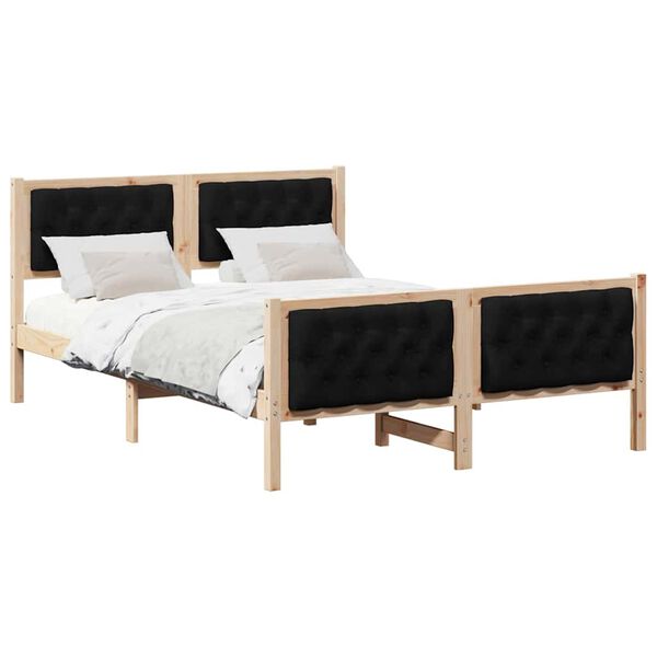 vidaXL Bedframe met hoofdeinde Zwart 140 x 200 cm Massief grenenhout