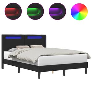 vidaXL Bedframe met LED-stripverlichting Zwart 140 x 200 cm Kunstleer