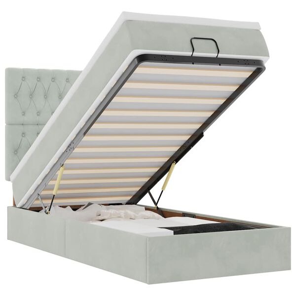 vidaXL Ottoman bed met matrassen 90x190cm fluweel lichtgrijs