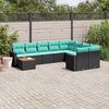 vidaXL 10-delige Loungeset met kussens poly rattan zwart