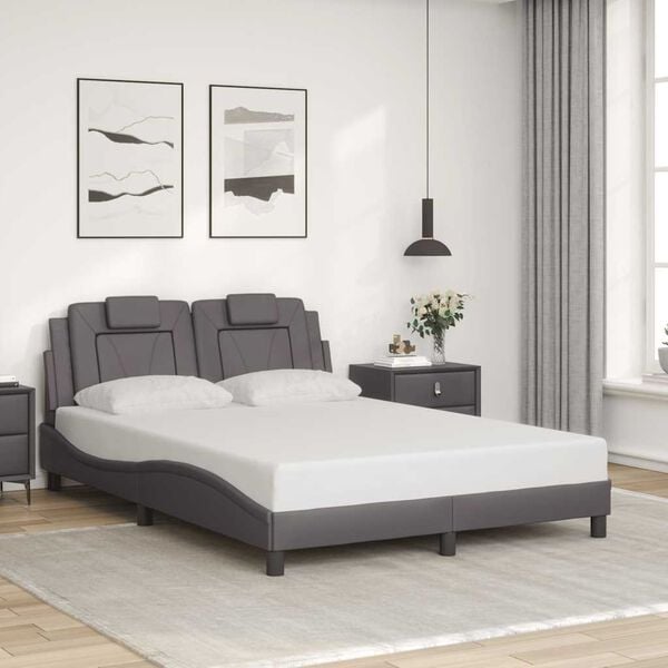 vidaXL Bedframe "Viana" zonder matras kunstleer grijs 140x190 cm