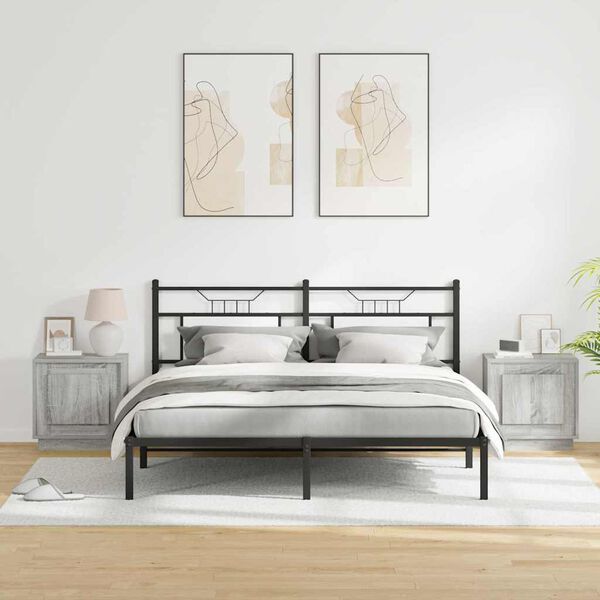 vidaXL Nachtkastje 2 pcs Grijs 44 x 34,5 x 45 cm Bewerkt hout