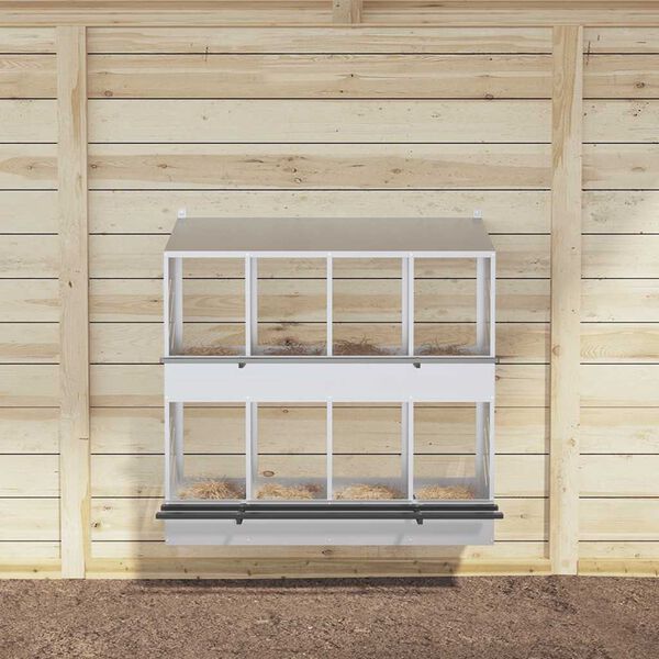 vidaXL Kippennestkast met 8 vakken gegalvaniseerd metaal zilverkleurig