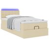 vidaXL Bed poef met matras en LED's 90x200 cm stof cr&egrave;mekleurig