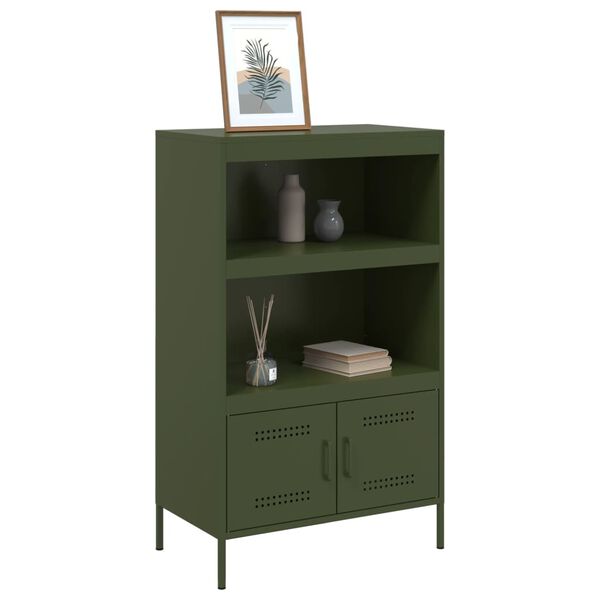 vidaXL Hoge kast 68x39x113 cm staal olijfgroen