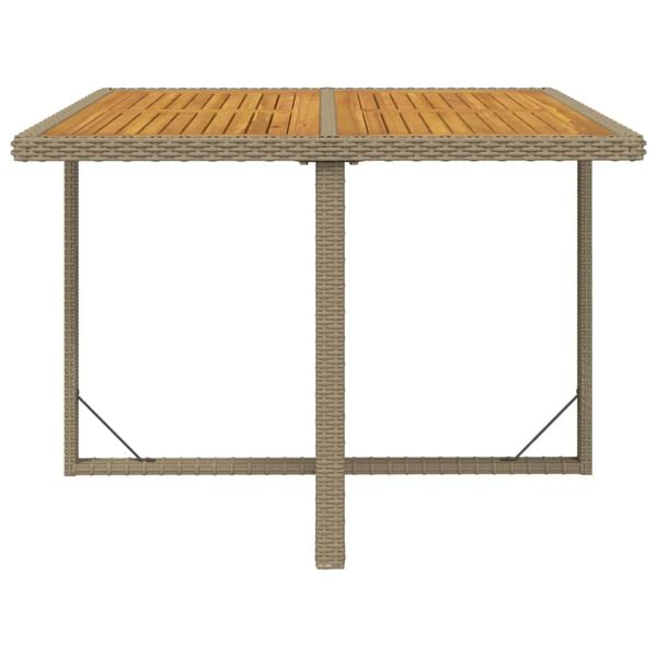 vidaXL Tuintafel 109x107x74 cm poly rattan en massief acaciahout beige