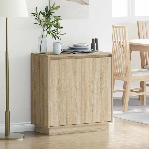 vidaXL LED Sideboard Sonoma Eiken 71 x 34,5 x 75 cm Bewerkt hout