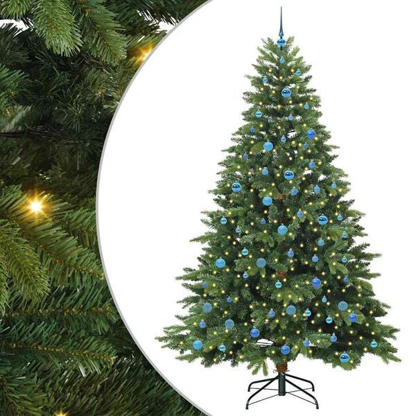 vidaXL Kunstkerstboom met 300 LED met standaard Groen 240 cm PE en PVC