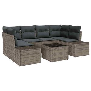 vidaXL Tuin Sofa Set met kussen met opslag 8 pcs Grijs poly rattan