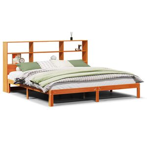 vidaXL Bed met boekenkast zonder matras grenenhout wasbruin 180x200 cm