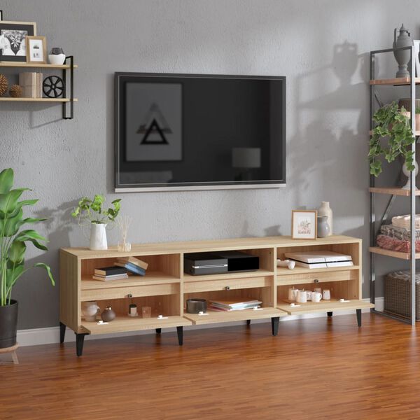 vidaXL Tv-meubel 150x30x44,5 cm bewerkt hout sonoma eikenkleurig