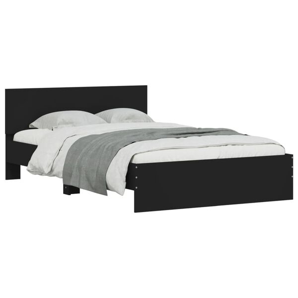 vidaXL Bedframe met hoofdeinde zwart 135x190 cm