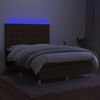 vidaXL Boxspring met matras en LED stof donkerbruin 140x190 cm