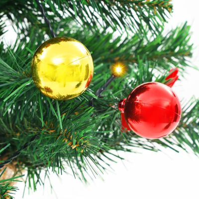 vidaXL Kunstkerstboom versierd met kerstballen en LED's 64 cm groen