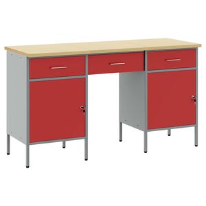 vidaXL Werk kast 3 pcs Rood 150 x 55 x 85 cm Engineered hout en staal