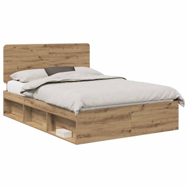 vidaXL Bedframe Ambachtelijk eiken 140 x 190 cm Massief grenenhout