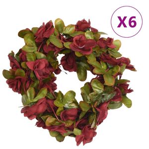 vidaXL Kerstslingers met bloemen 6 st 250 cm wijnrood