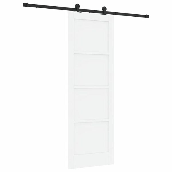 vidaXL Schuifdeur Wit en zwart 73,5 x 211 cm Massief grenenhout