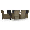vidaXL 7-delige Tuinset poly rattan bruin
