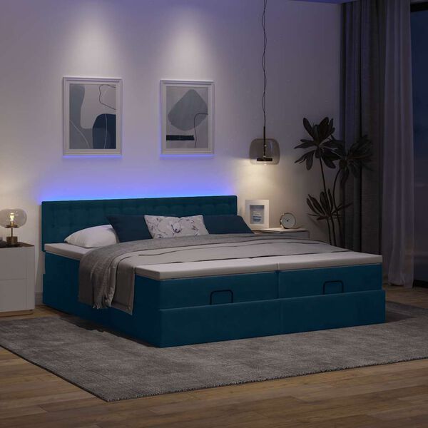vidaXL Ottoman bed met matrassen en LED's 180x200cm fluweel