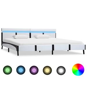 vidaXL Bedframe met LED kunstleer wit 180x200 cm