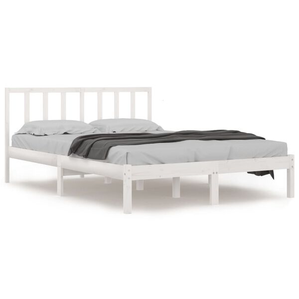 vidaXL Bedframe massief grenenhout wit 120x190 cm