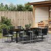 vidaXL Tuin eettafelset 9 pcs Zwart PE Rattan