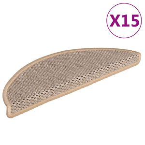 vidaXL Trapmatten zelfklevend 15 st sisal-look 56x17x3 cm lichtbeige
