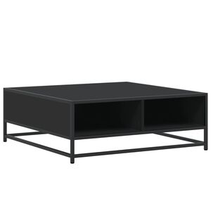 vidaXL Salontafel 80x80x30 cm bewerkt hout en metaal zwart