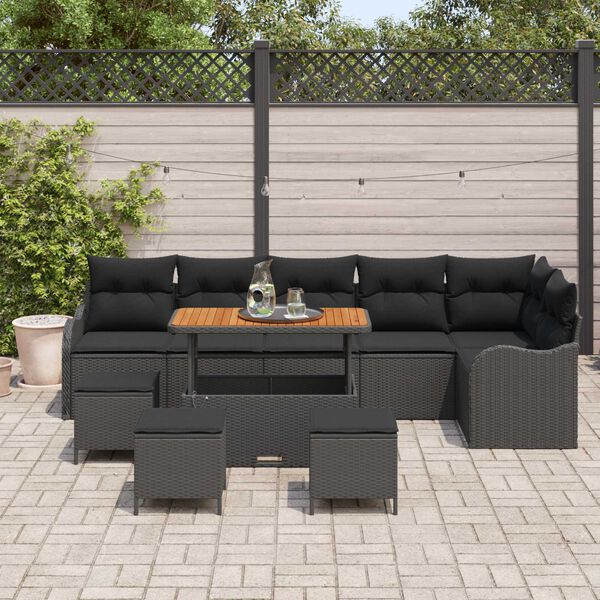 vidaXL Tuin Sofa Set 10 pcs Zwart poly rattan