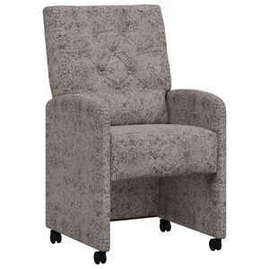 vidaXL Eetkamerstoelen met Wieltjes 2 st Nep Suede Leer Lichtgrijs