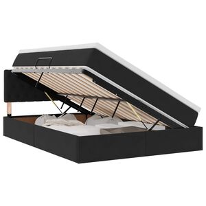 vidaXL Opbergbed met LED met matras met LED Zwart 140 x 190 cm Fluweel