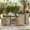 vidaXL Tuin eettafelset 5 pcs Beige poly rattan