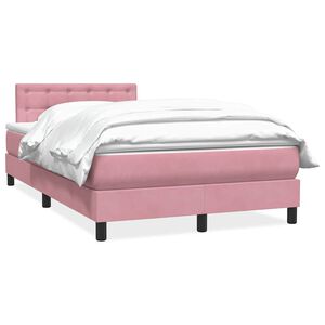 vidaXL Boxspring met matras fluweel roze 120x220 cm