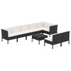 vidaXL 9-delige Loungeset met kussens poly rattan zwart