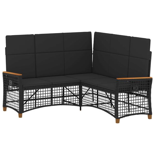vidaXL Tuin Ligbank Set Zwart 164 x 164 x 112 cm poly rattan