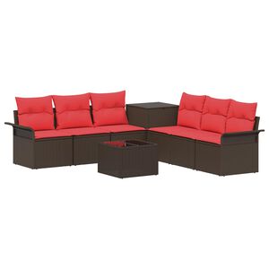 vidaXL Bankstel 8 st Bruin en Rood 55 x 55 x 37 cm