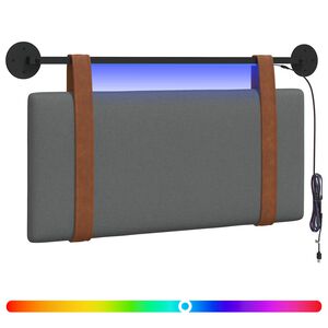 vidaXL Hangend hoofdbord Met LED-verlichting Donkergrijs Antiek PU