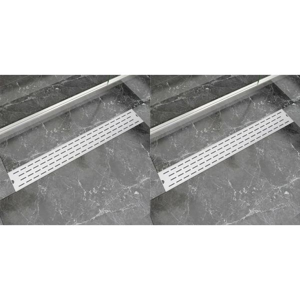 vidaXL Doucheafvoer 2 st rechthoekig lijn 830x140 mm roestvrij staal