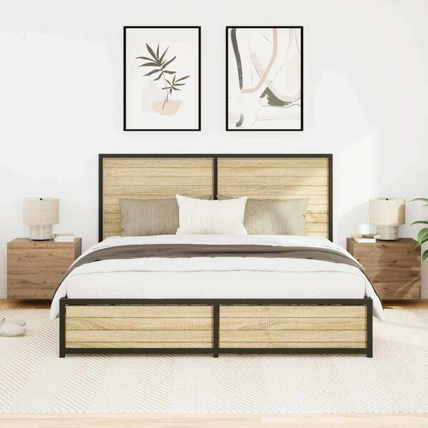 vidaXL Nachtkastje 2 pcs Artisan Eiken 50 x 39 x 41 cm Bewerkt hout