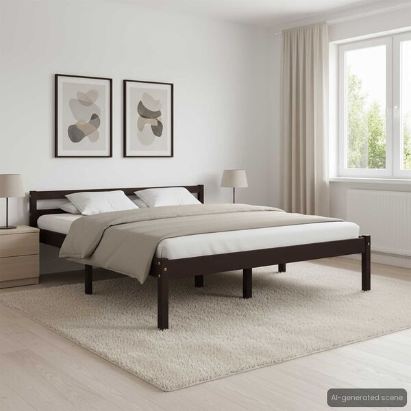 vidaXL Bedframe massief grenenhout donkerbruin 140x200 cm