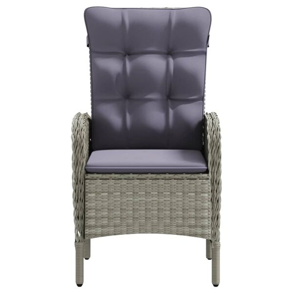 vidaXL 3-delige Tuinset met kussens grijs en zwart